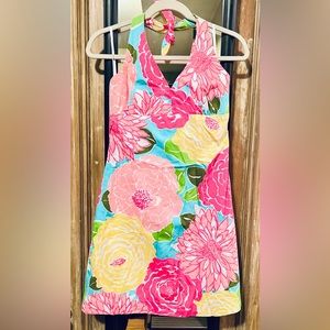 Lilly Pulitzer floral halter knee length dress. NEVER WORN! Size 6.